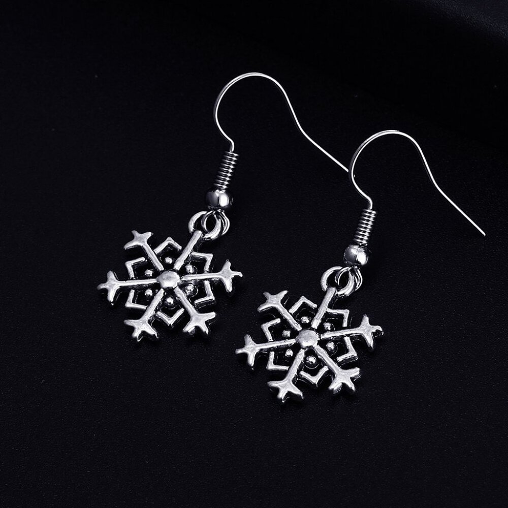 Trendy Winter Snow Shape Dangle Antique Silver Plated Earrings for Woman, K654